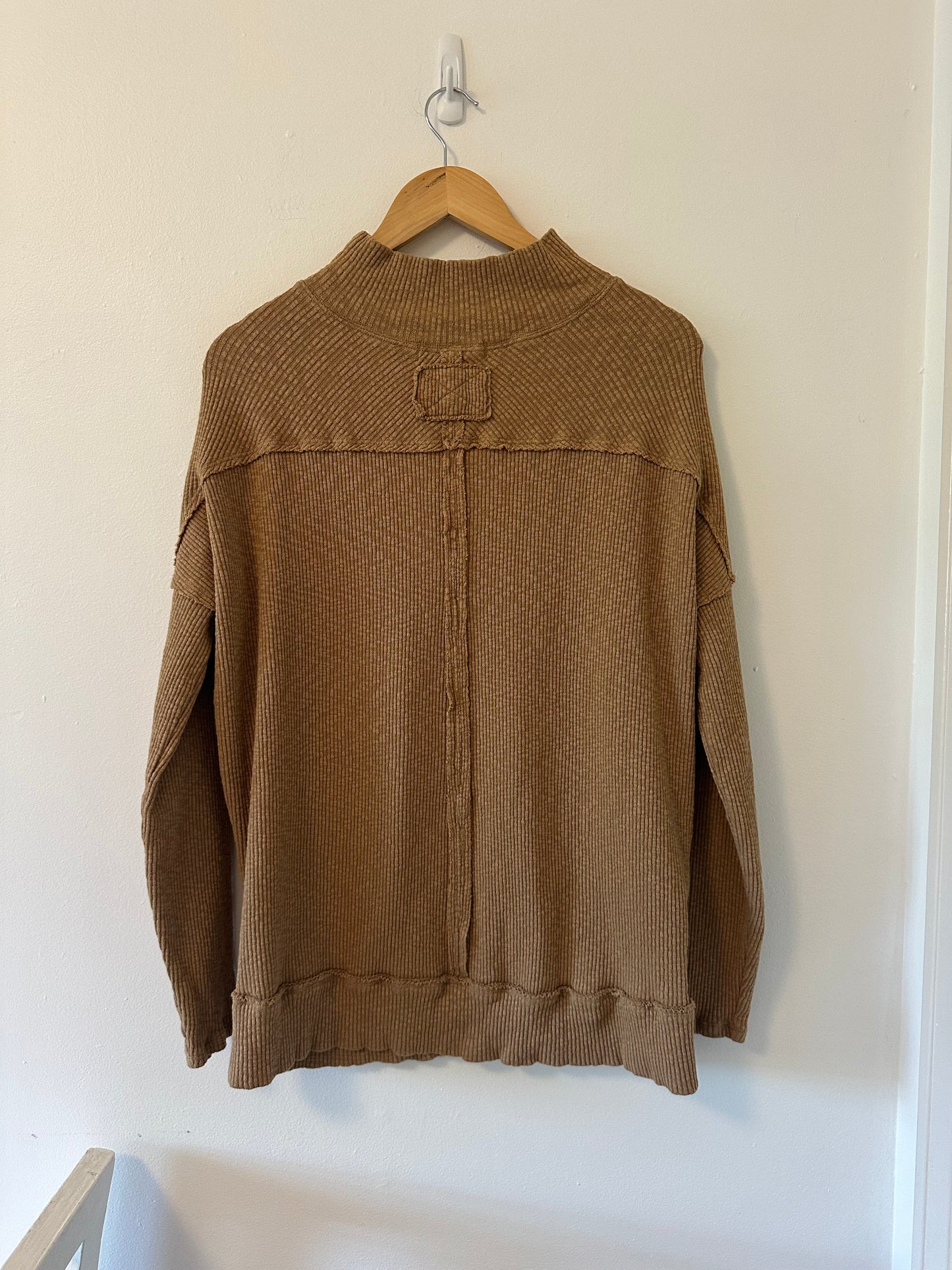 Free People We The Free Casey Ribbed Mock-Neck Tunic in Tiger Eye Size XS