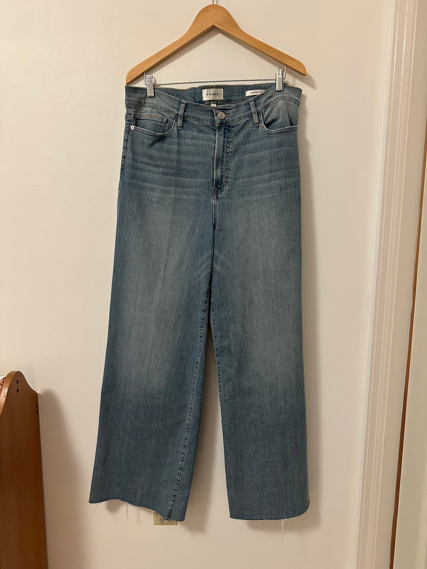 Frame Le Slim Palazzo Women's Light Blue Wide-Leg Jeans | Size 32