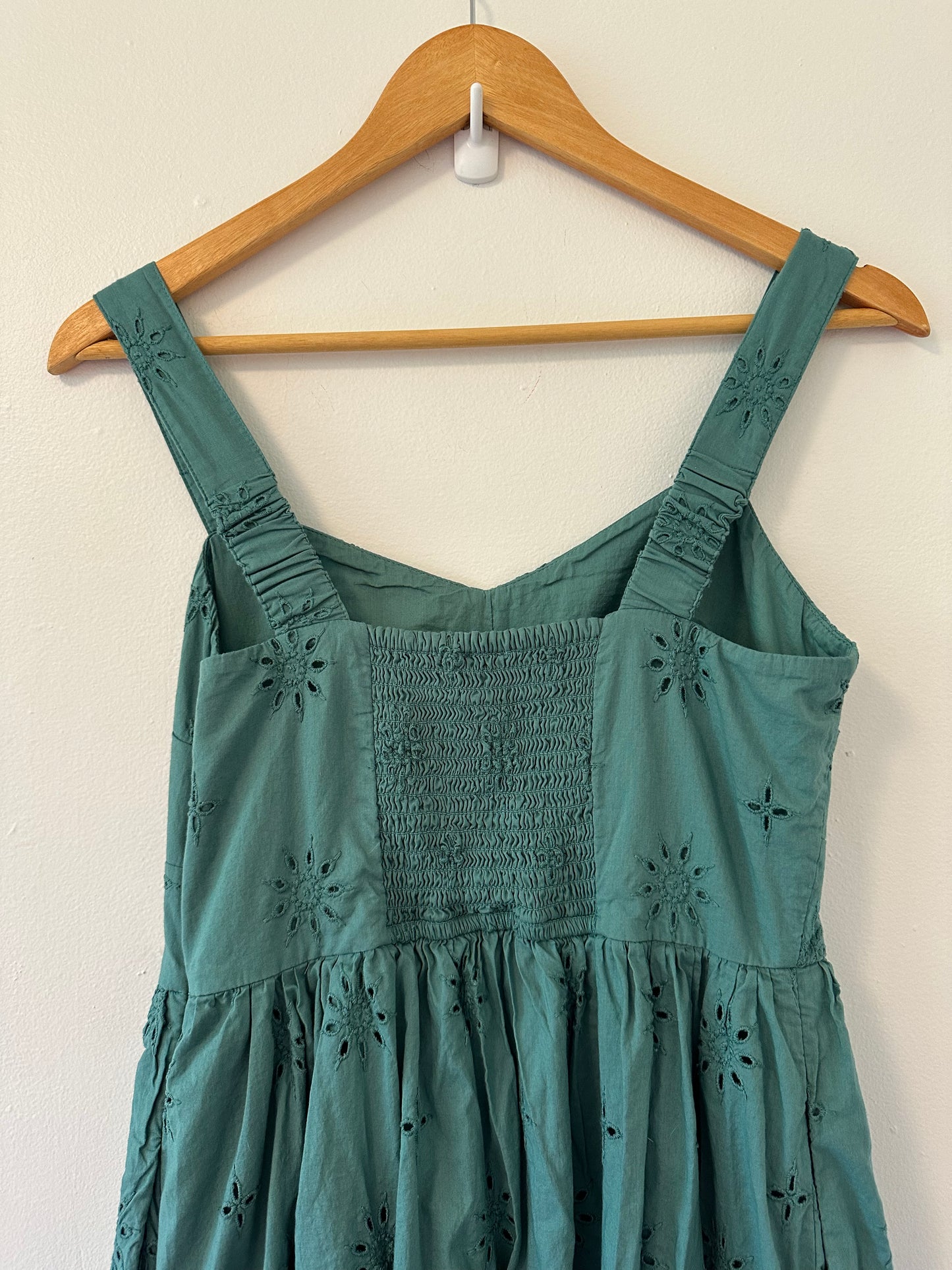 J. Crew Eyelet Midi Dress in Teal - Size 6