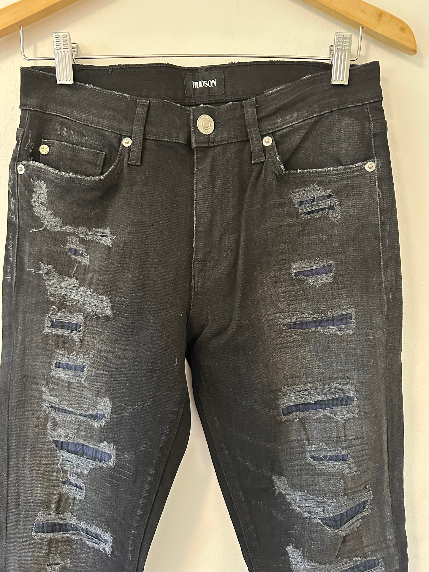 NWT Hudson Nico Distressed Black Skinny Jeans - Size 27
