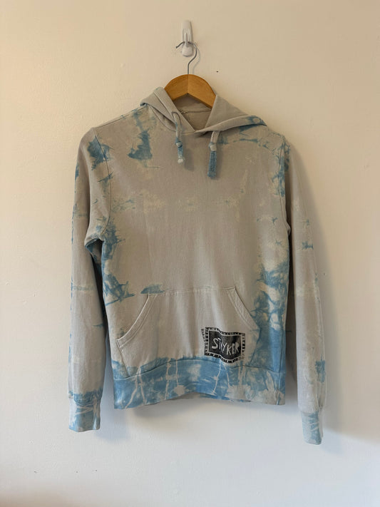 Vintage Blue Tie-Dye Cotton Hoodie Sweatshirt