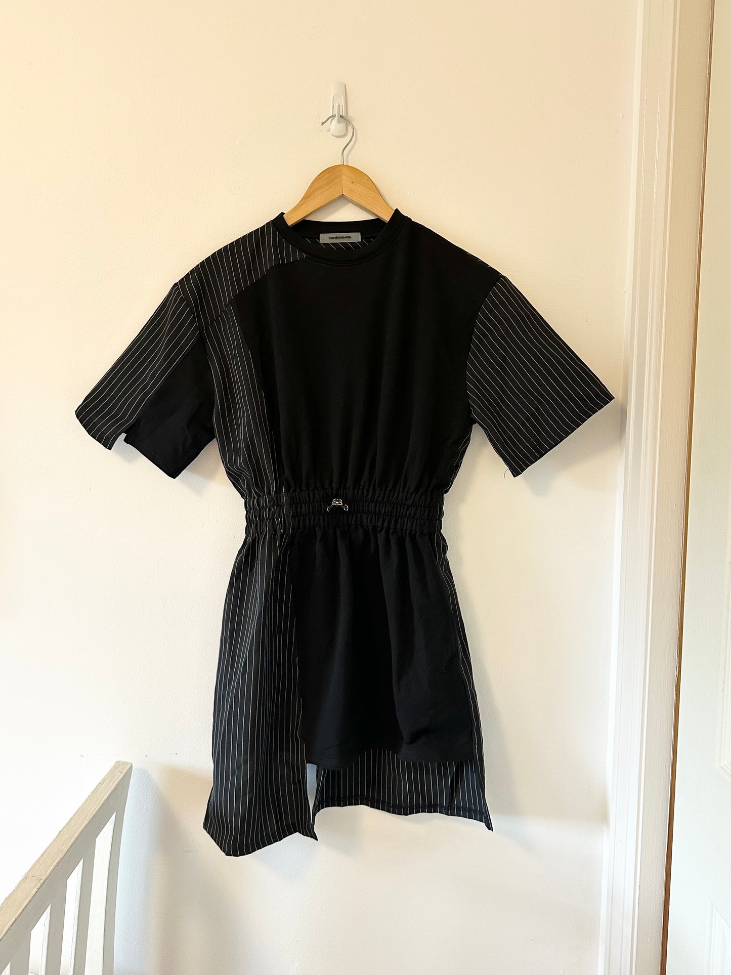 Maniere De Voir Asymmetrical Striped Mini Dress - Size 4