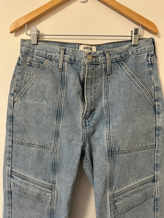 Agolde Cooper Cargo Straight Leg Cotton Stretch Jeans | Size 28