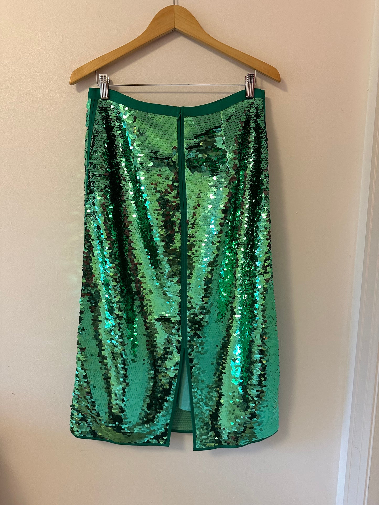 Weekend Max Mara Udine Sequin Jersey Pencil Skirt in Green | Size Large