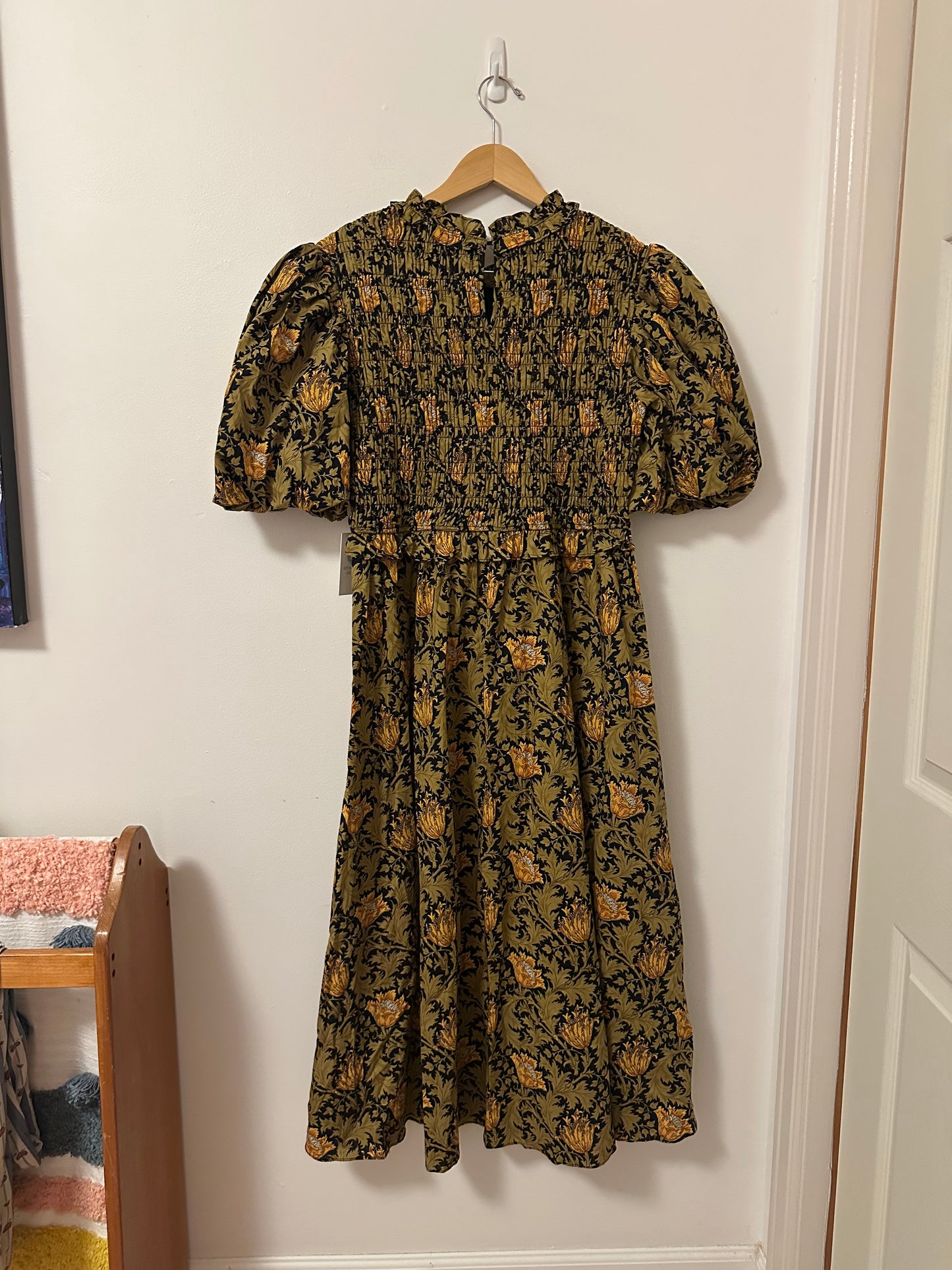 NWT Hyacinth House Tuckernuck Olive Leafy Floral Smocked Smythe Midi Dress | XL