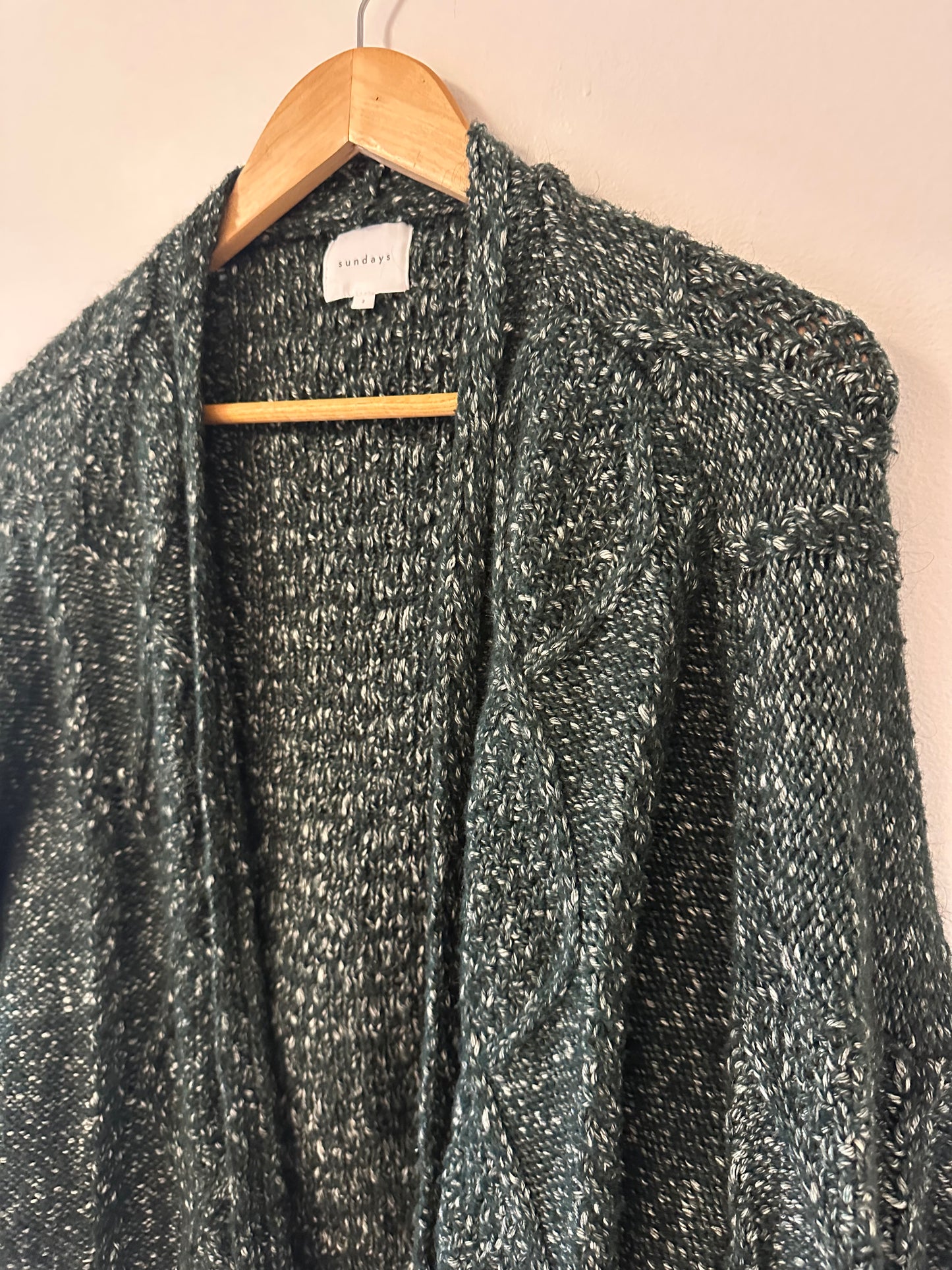 Sundays Forest Green Open Cardigan - Size Small