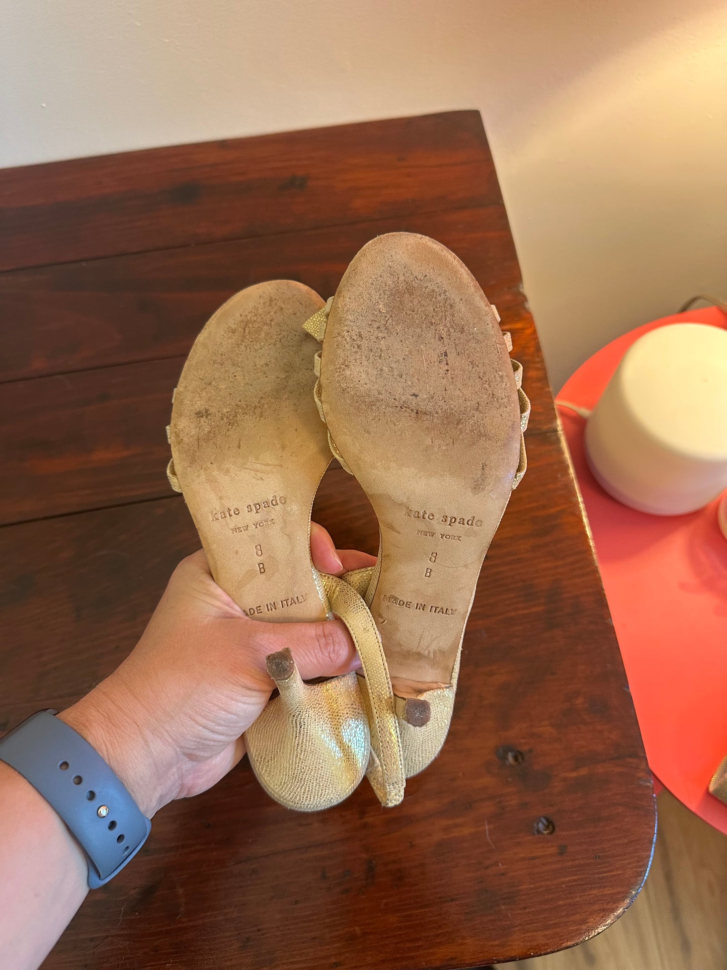 Kate Spade Gold Bow Slingback Heels - Size 8