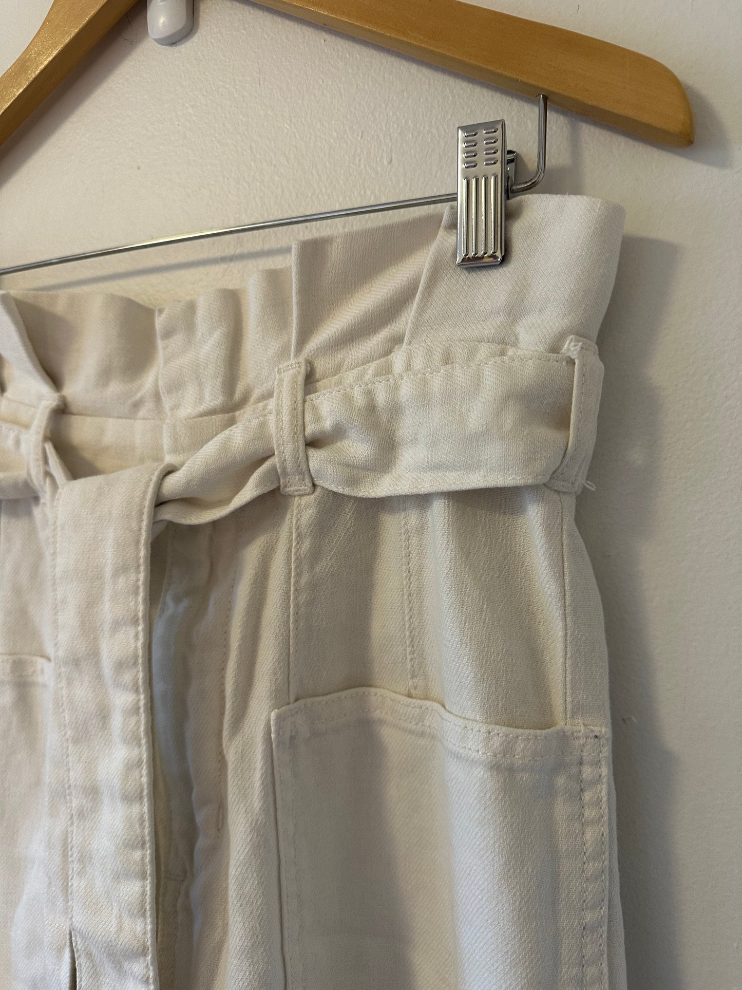 Joe's Jeans White Paper Bag Waist Straight Leg Cotton Pants