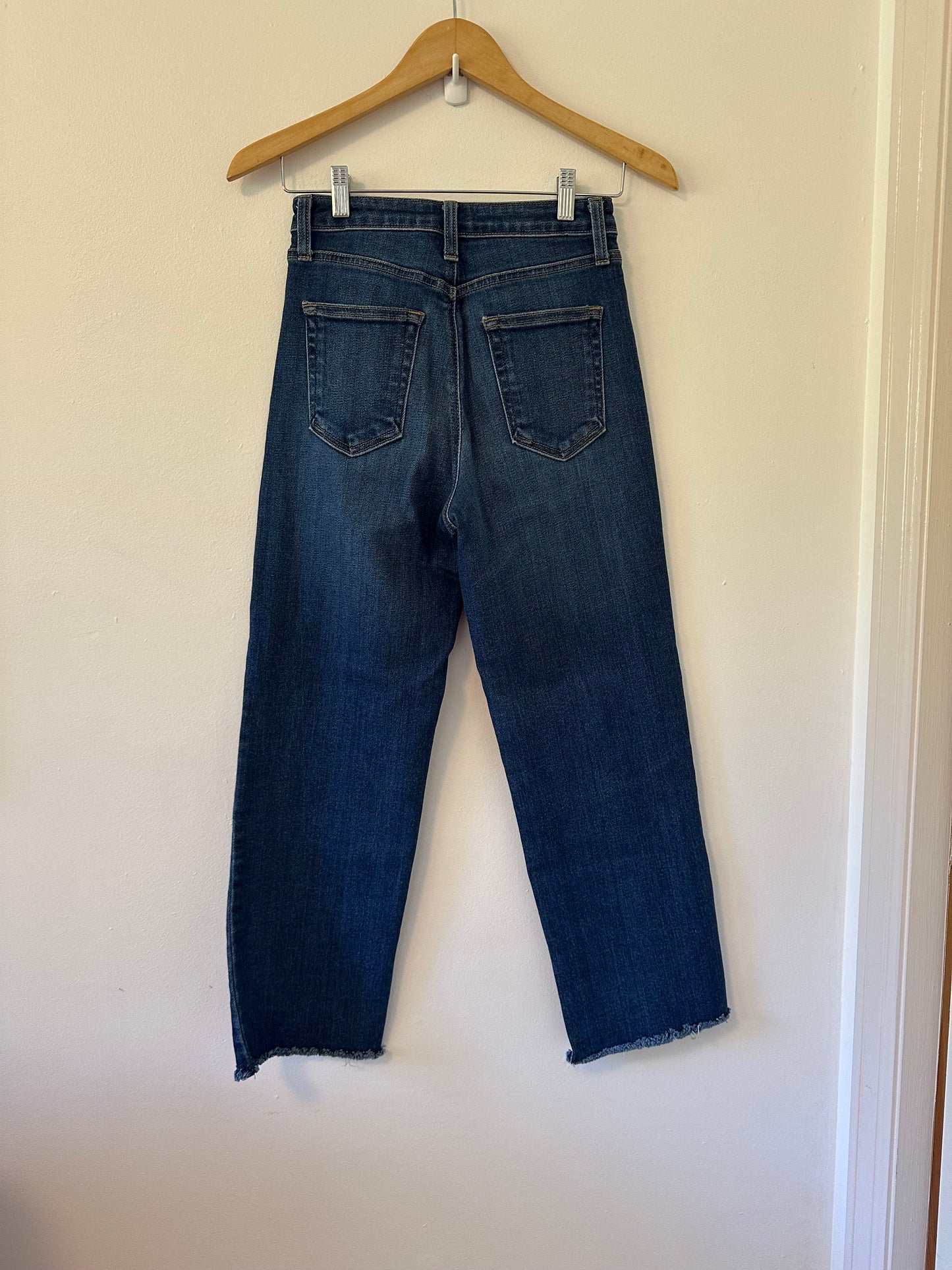 Just Black Vintage Straight Leg Raw Hem Jeans in Deep Blue | Size 26