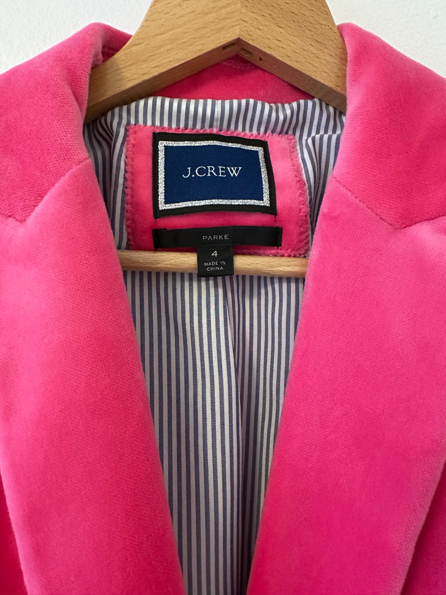 J. Crew Women's Pink Velvet Blazer Size 4
