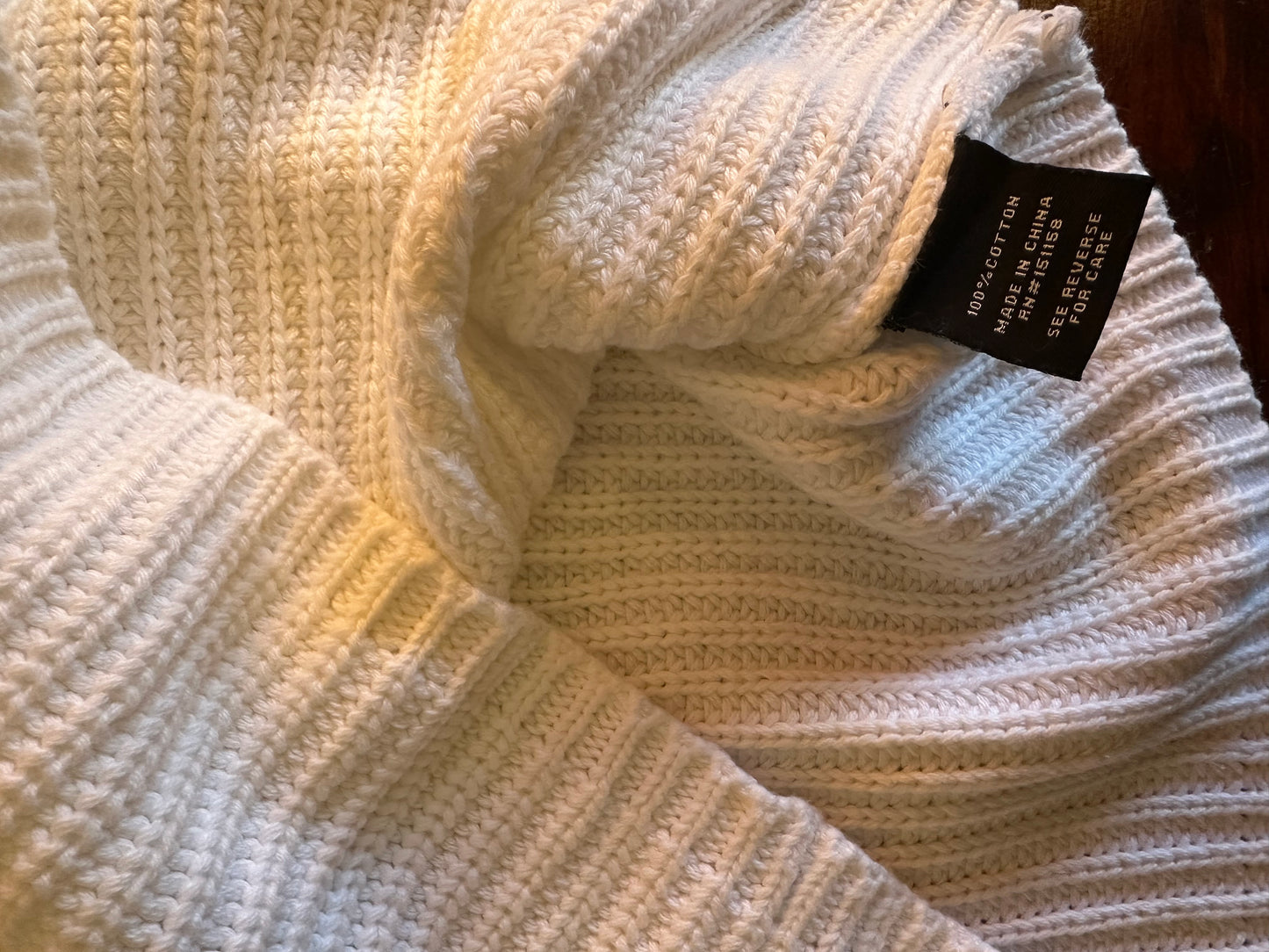525 American White Cotton Shaker Knit Sweater Size Small