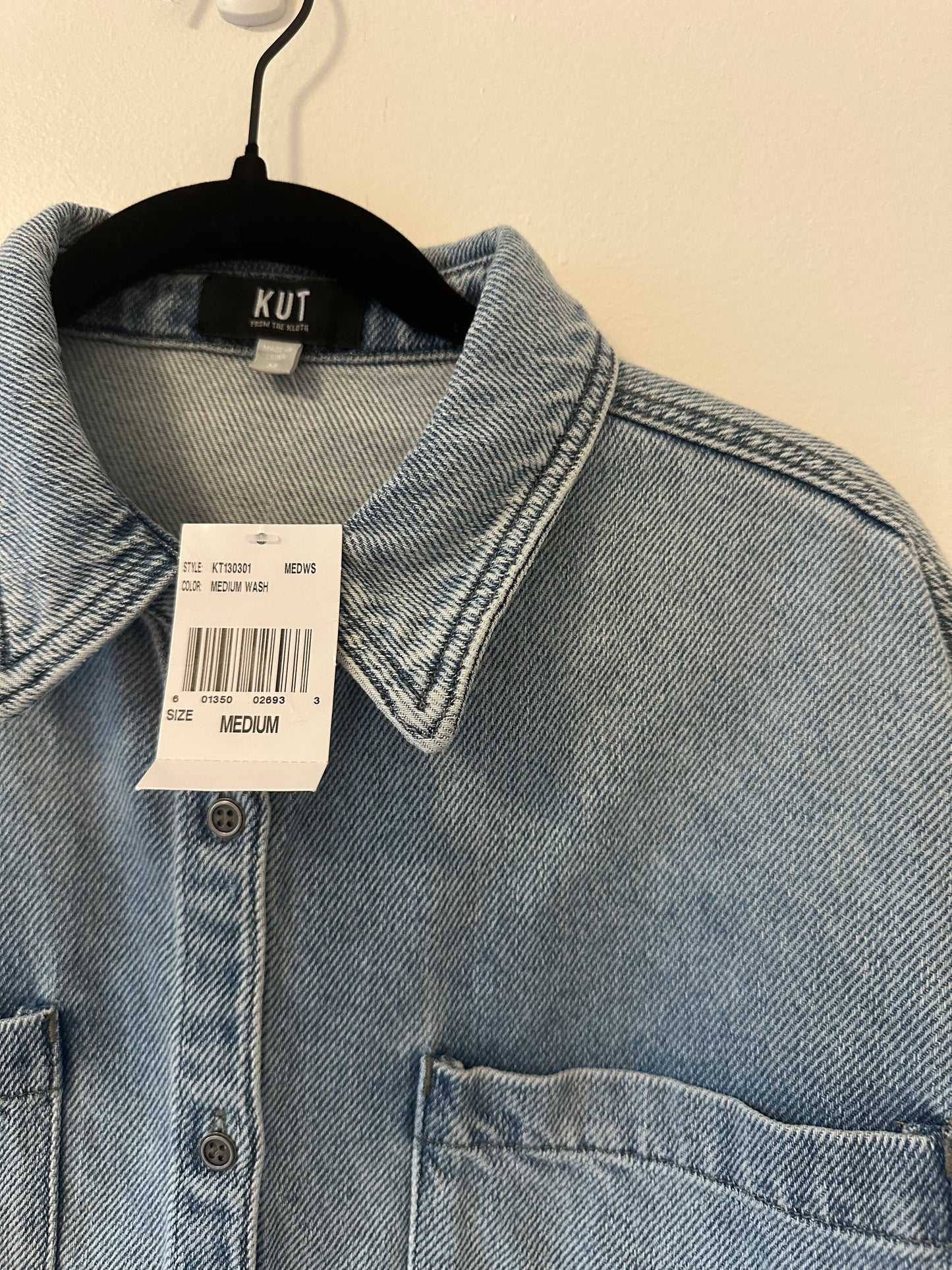 Kut From The Kloth Stormi Light Blue Denim Shirt Jacket Size Medium