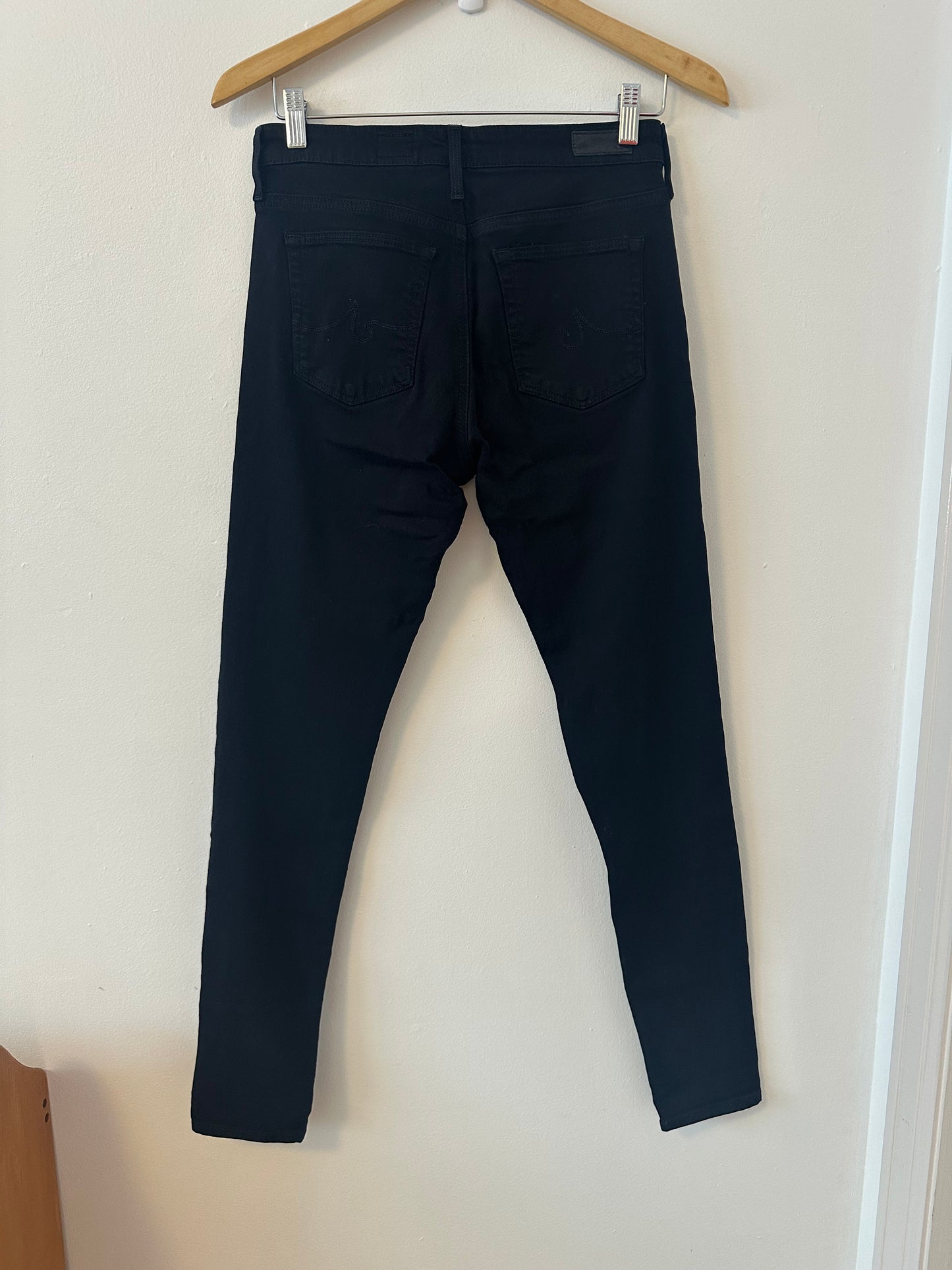 Adriano Goldschmied AG The Farrah High Rise Skinny Jeans In Black | Size 28