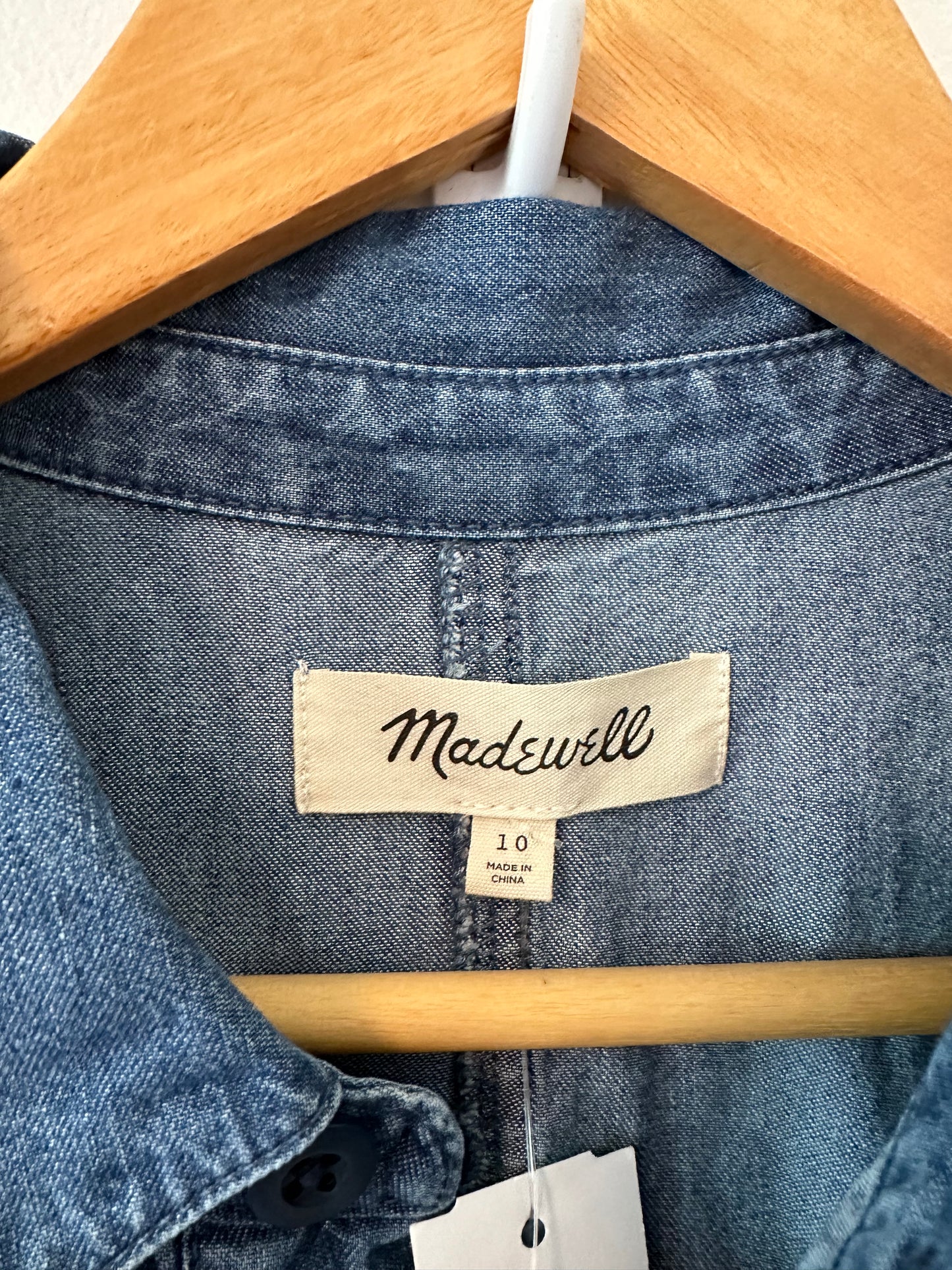 NWT Madewell Tie-Waist Shirtdress: TENCEL™ Denim Edition - Size 10