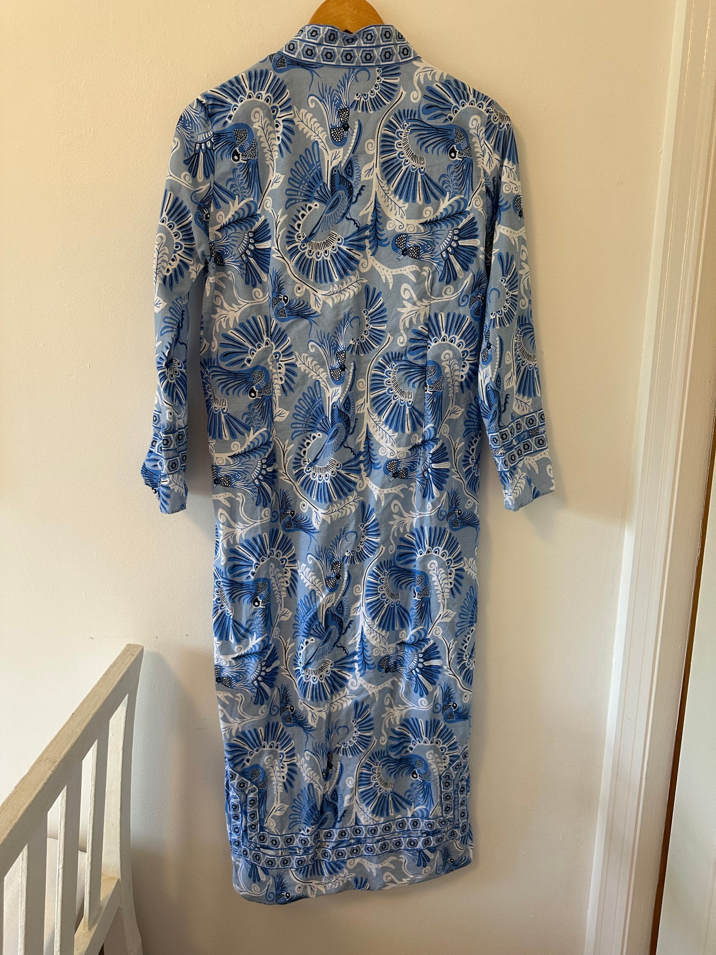Sail to Sable CK Bradley Kaftan Dress in Peacock Paisley Blue - Size Medium