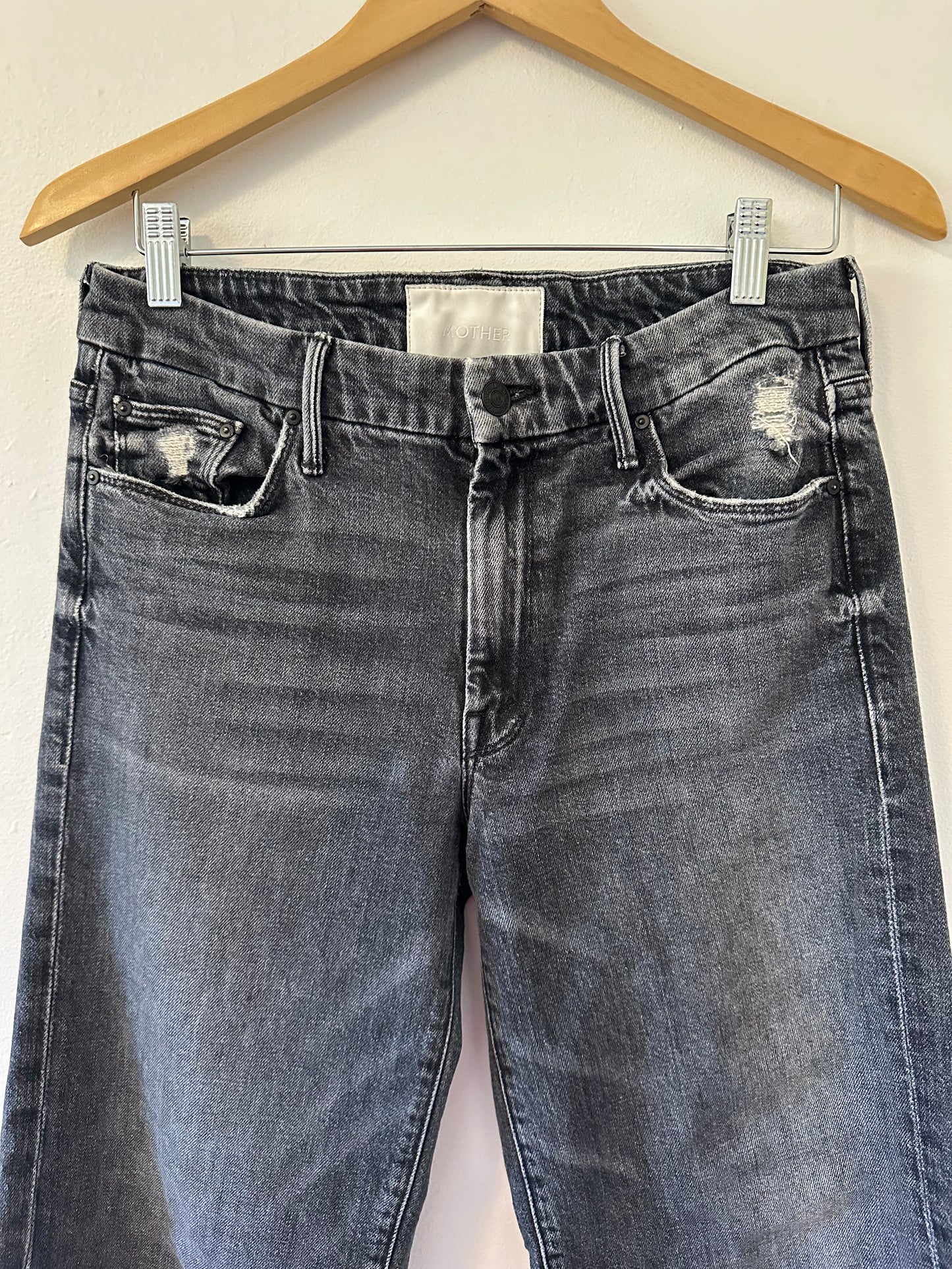 MOTHER The Roller Crop Undone Hem in Of Cats and Kings | Size 26