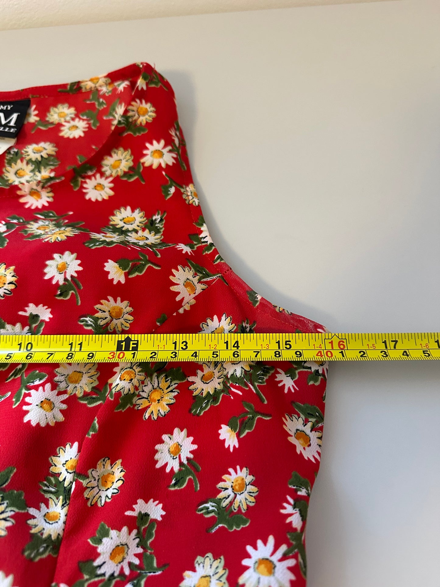 My Michelle Red Floral 90s Tie Back Midi Sleeveless Dress | Size 7/8