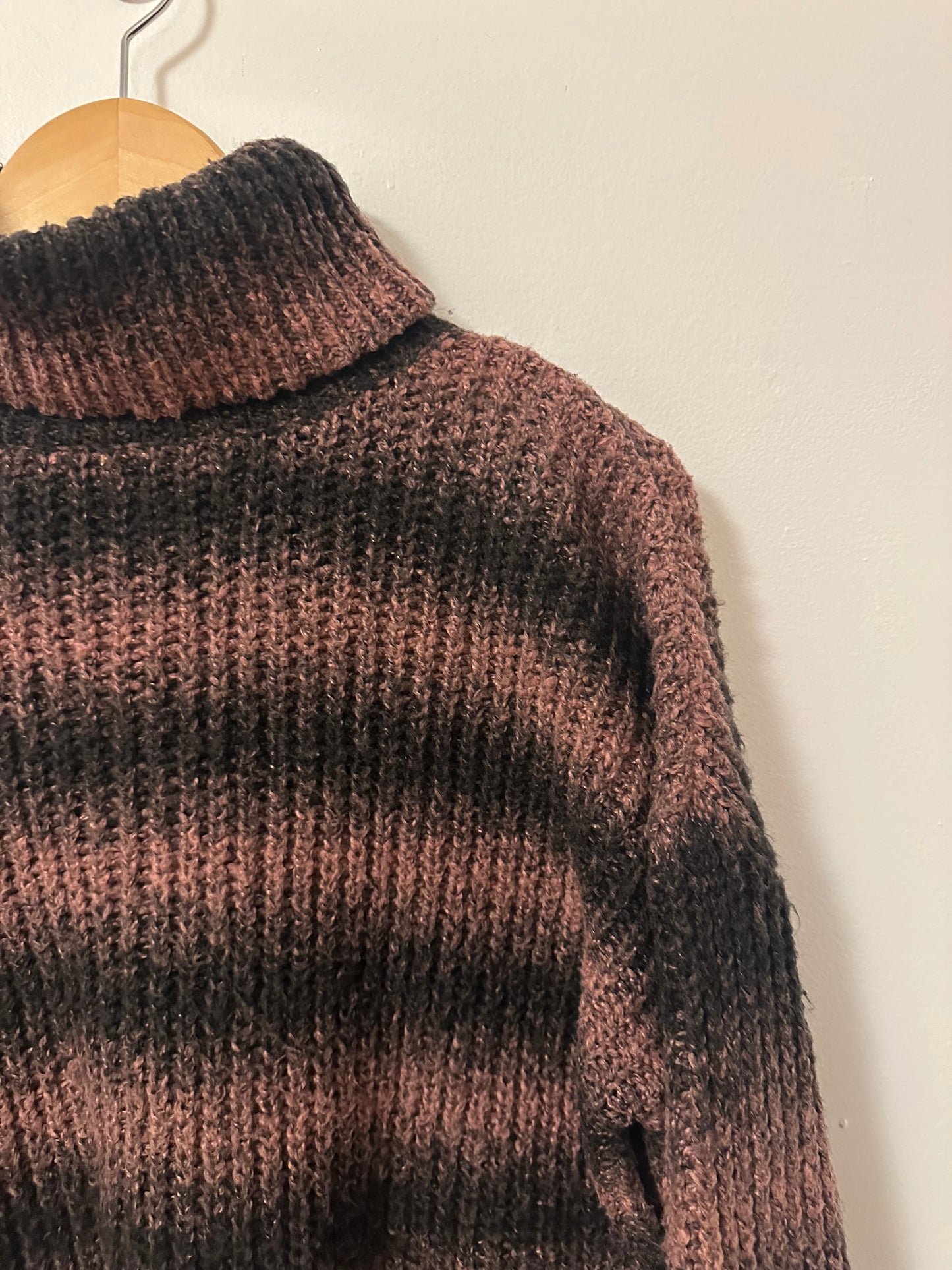 Lira Brown and Black Striped Turtleneck Sweater | Size Large
