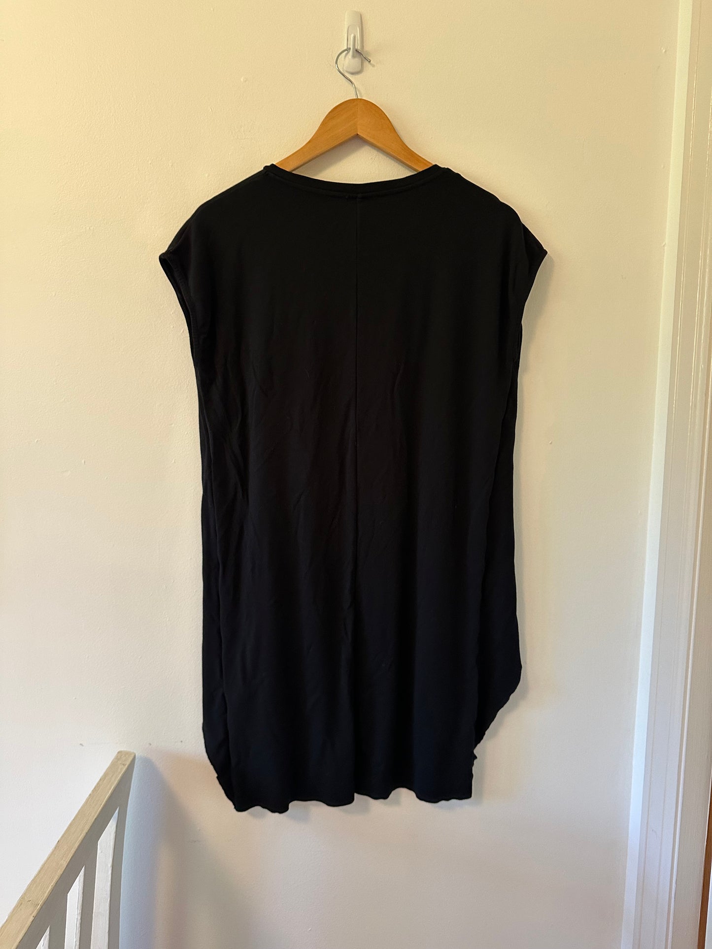 COS - Black Short Sleeve High Low Women’s Top with Raw Edges | Size Small
