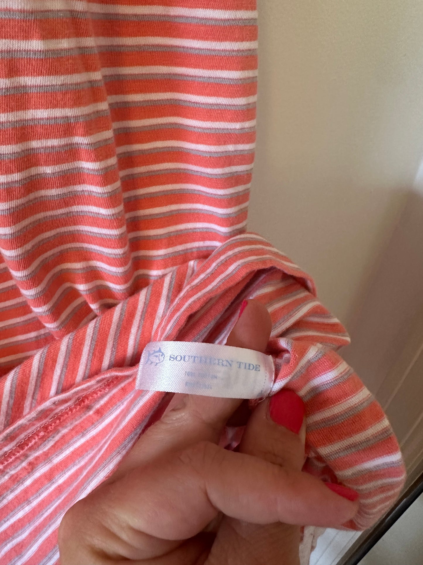 Southern Tide Sun Farer Stripe Crew Neck Sleeveless Side Vent Midi Dress Size Medium