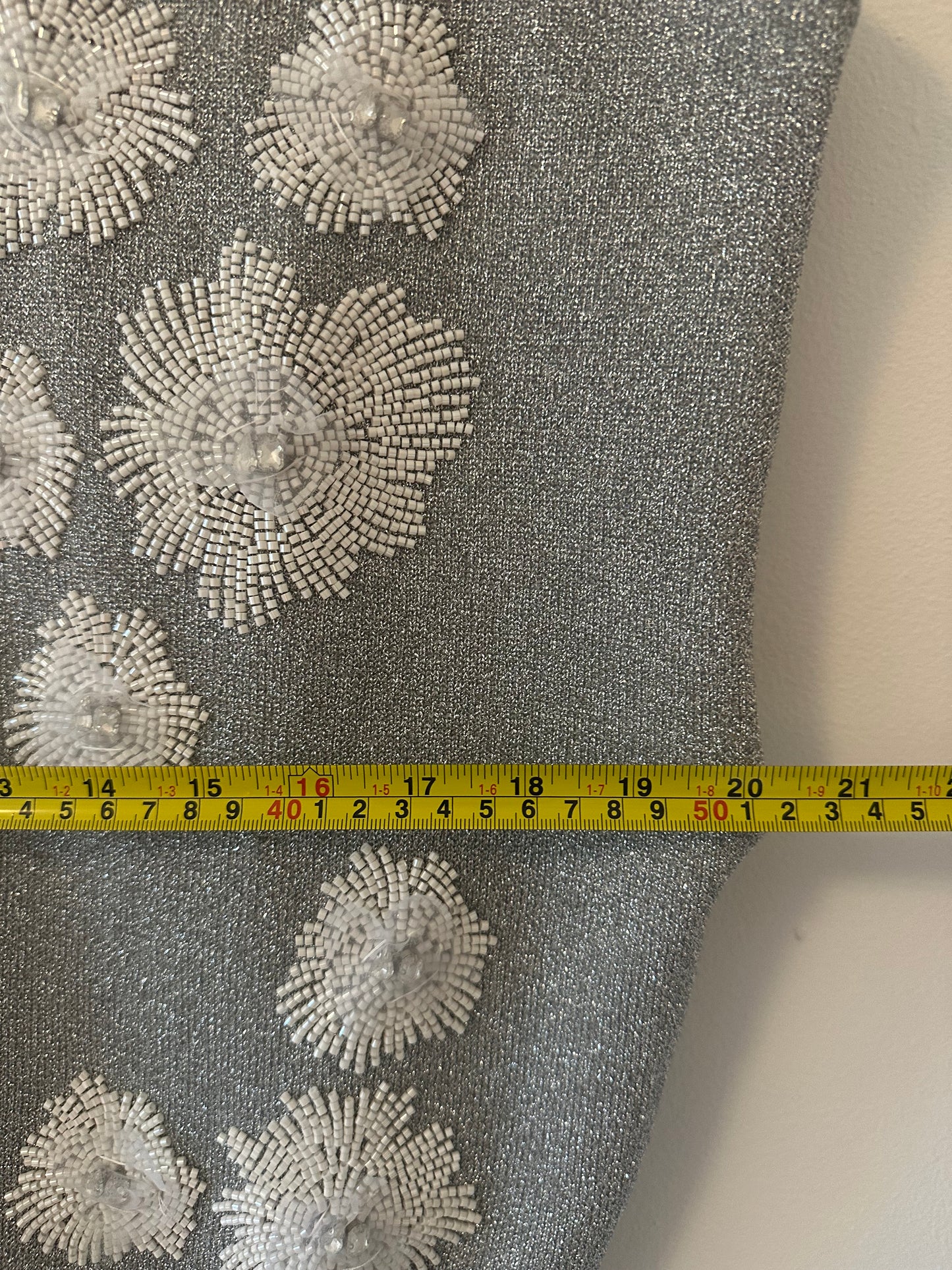 Essentiel Antwerp Eruby Rhinestone Embroidered Metallic Knit Top - Size Medium