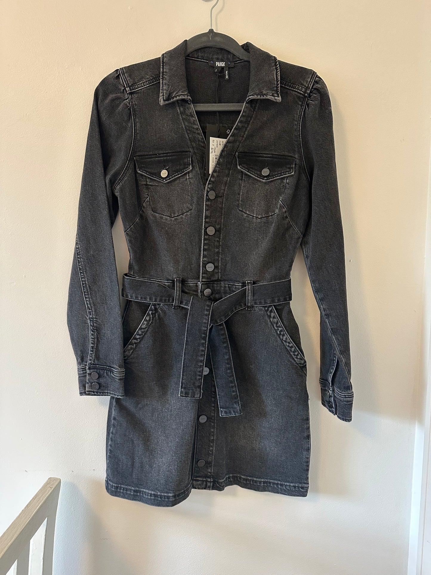 NWT Paige Mayslie Tie Front Long Sleeve Denim Shirtdress - Size 2