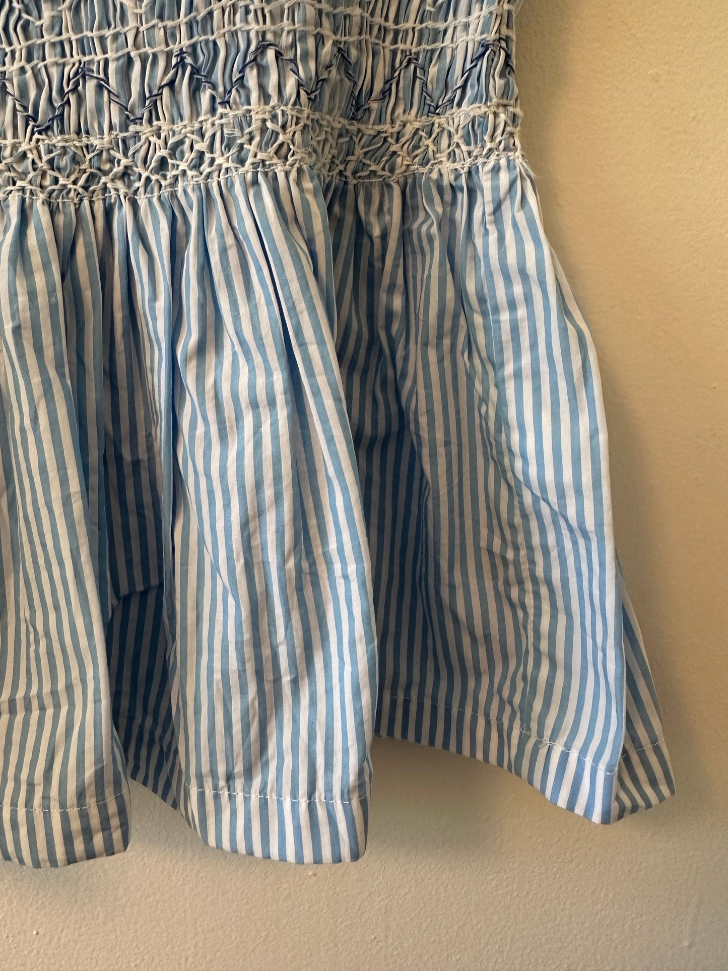 J. Crew Paloma Striped Top in Blue and White with Smocking - Size Medium