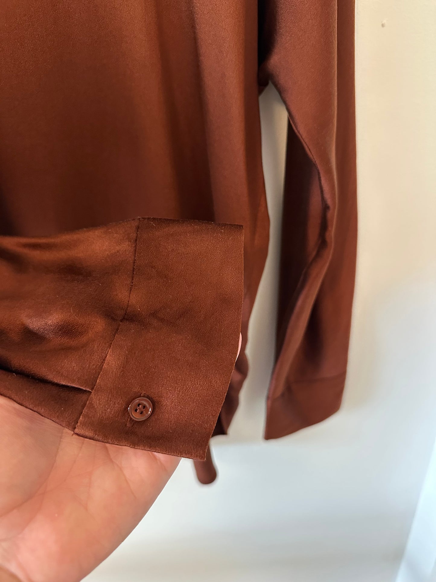 Vince Brown Silk Popover Top - Size Medium