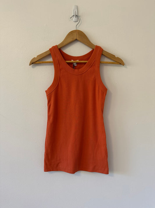 Alex Mill Everyday Ribbed Cotton Stretch Tank Top in Orange | Size Small