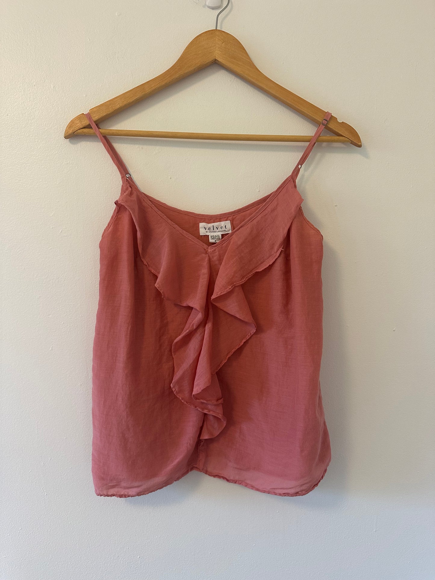 Velvet by Graham & Spencer Rose Camisole with Ruffle Detail - Size Small