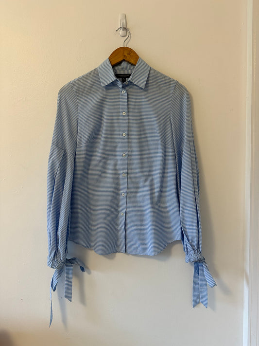 Banana Republic Light Blue Striped Button Down Shirt | Size 0