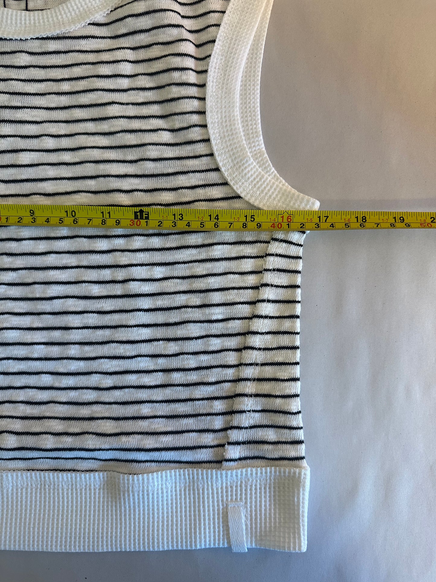 Miou Muse Striped Sleeveless Top - Black and White - Size Small