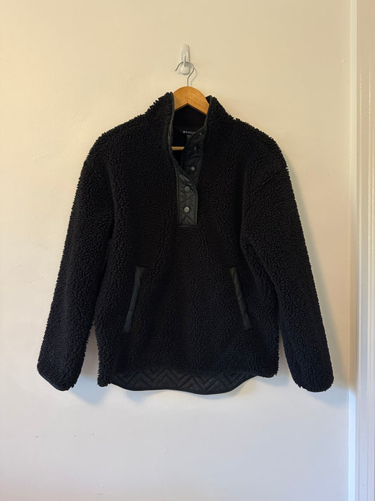 Athleta Cozy Sherpa Snap Black Teddy Jacket | Size Small