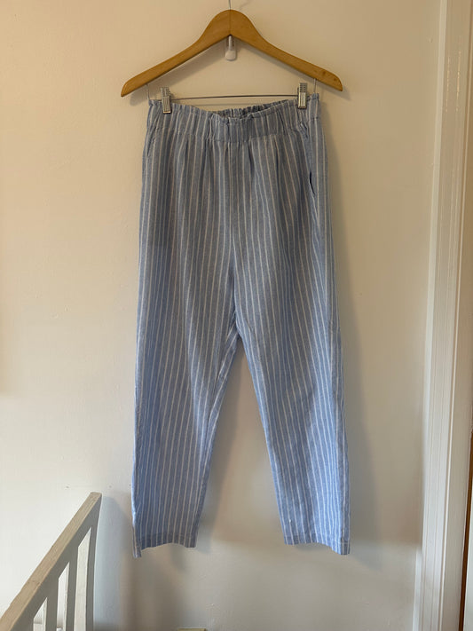 Cotton Bleu Striped Pants Size Medium