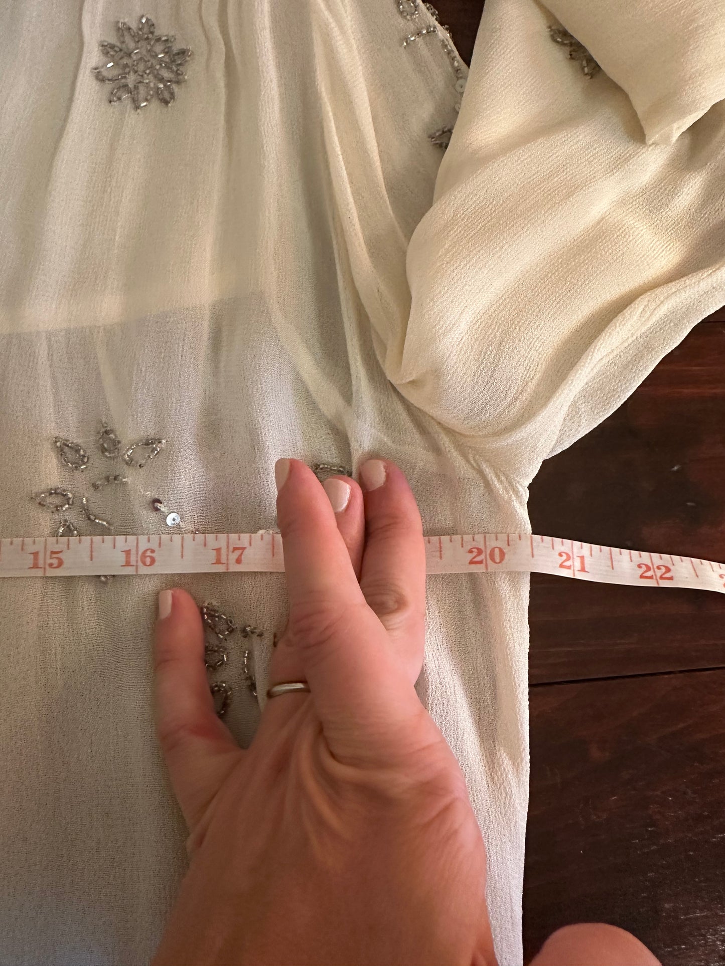 NWT Chan Luu Beaded Cream Blouse Size Large