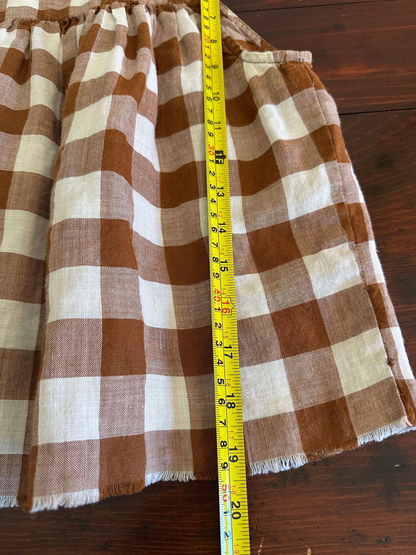 Doen Brown and White Checkered Linen Tank Top - Size XS