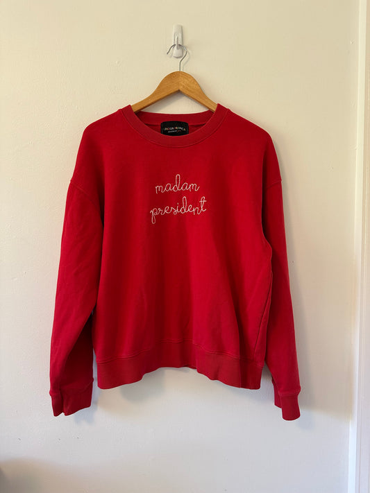 Lingua Franca Madam President Red Sweatshirt | Size Large