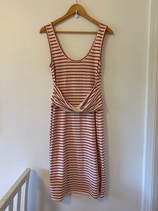 Maeve Striped Red and White Sleeveless Dress Size Medium