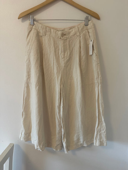 Anthropologie Pilcro New Culottes Linen Blend Cream Shorts Size 4