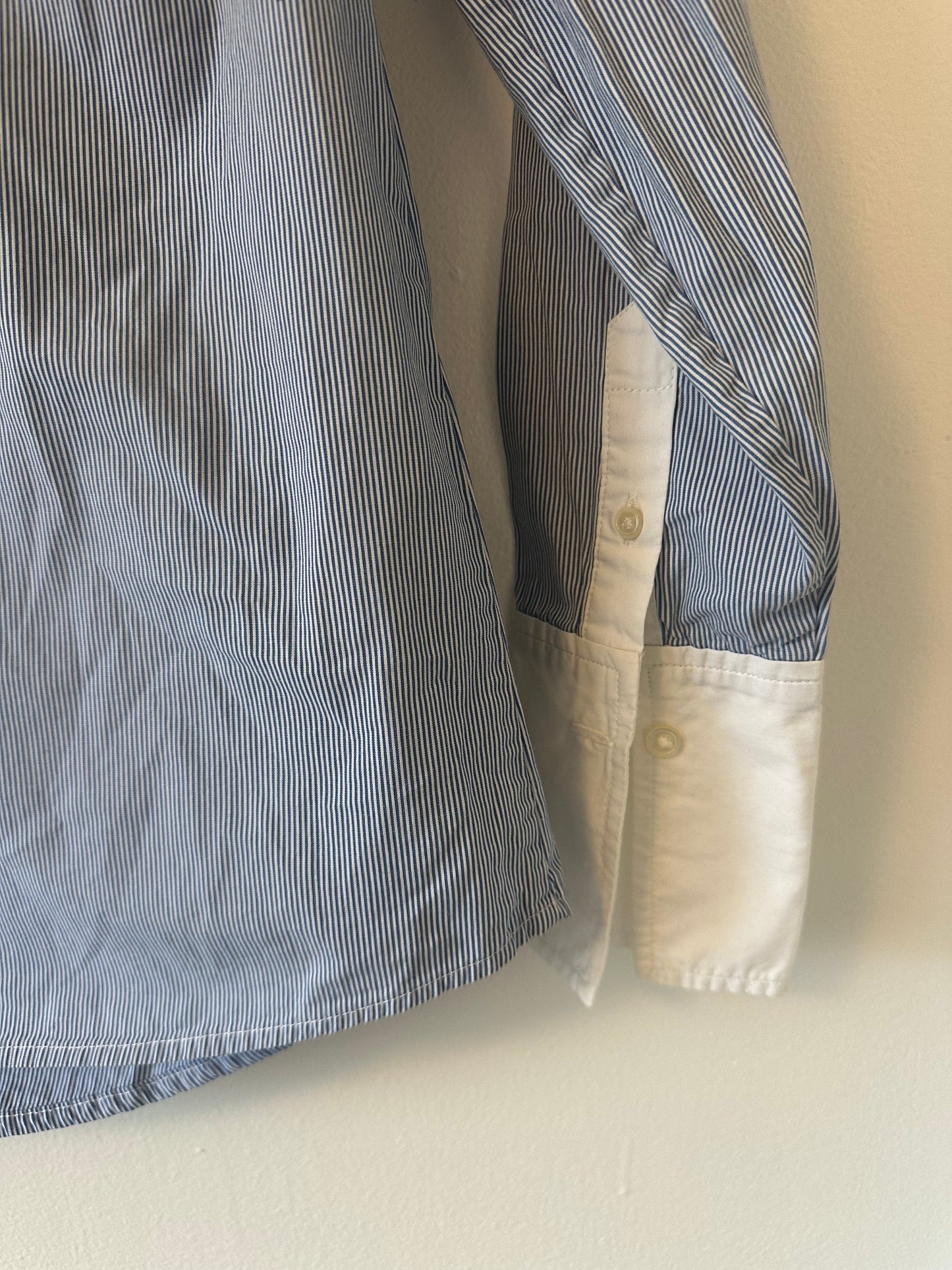 Banana Republic Blue and White Long Sleeve Blouse Size XS