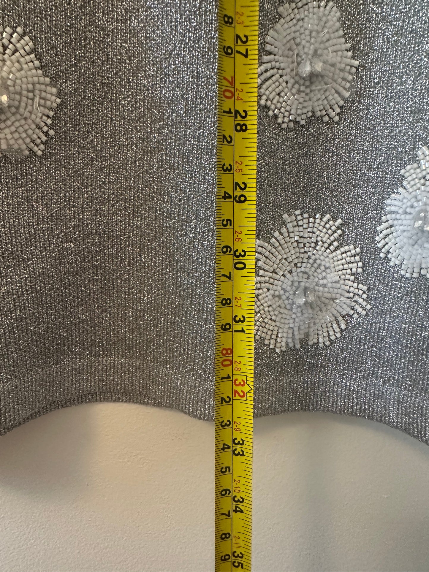 Essentiel Antwerp Edance Bead Embroidery Metallic Knit Midi Skirt - Size Medium