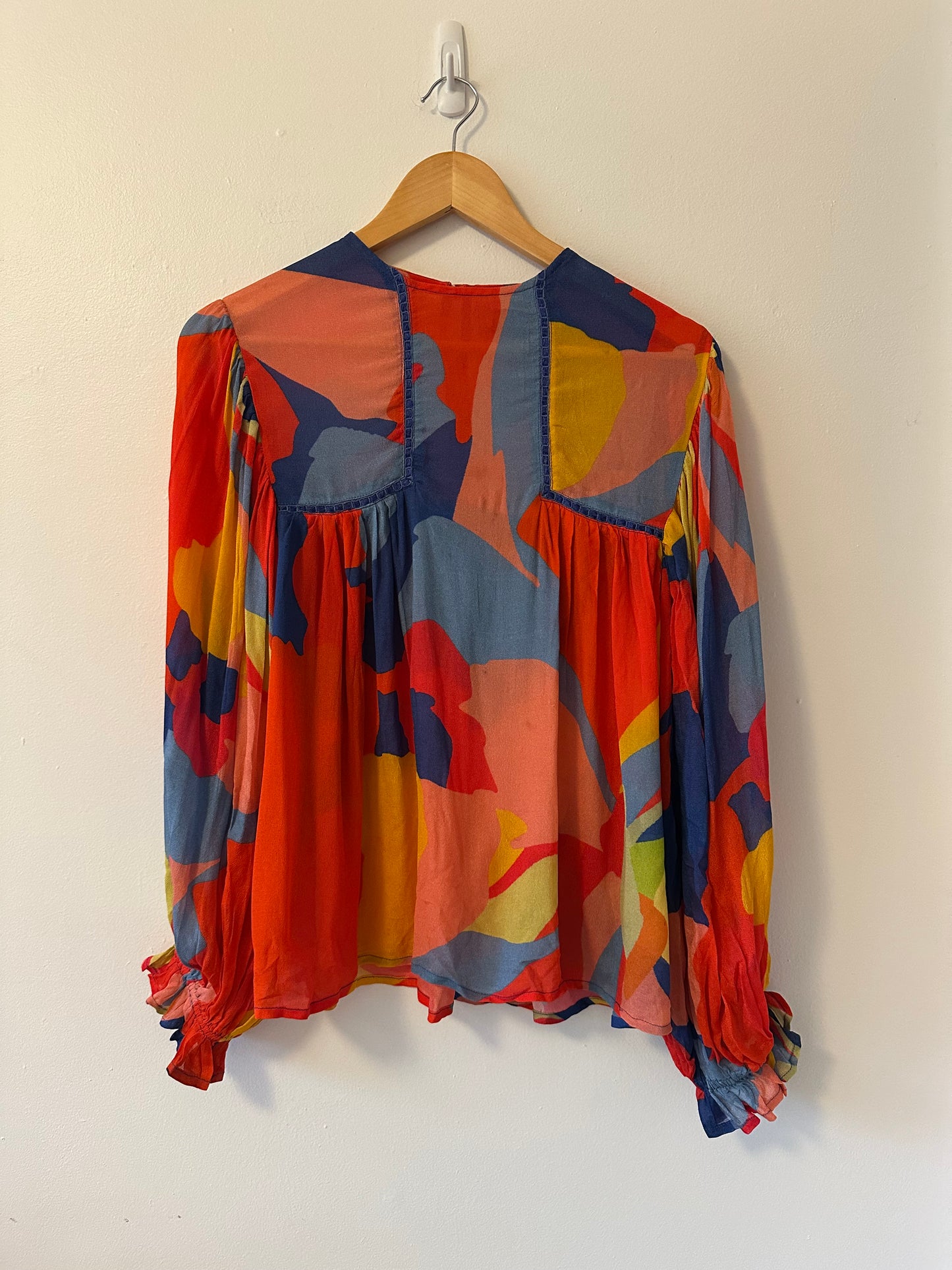 Blank London Miranda Peasant Colorful Abstract Flowy Blouse | Size XSP