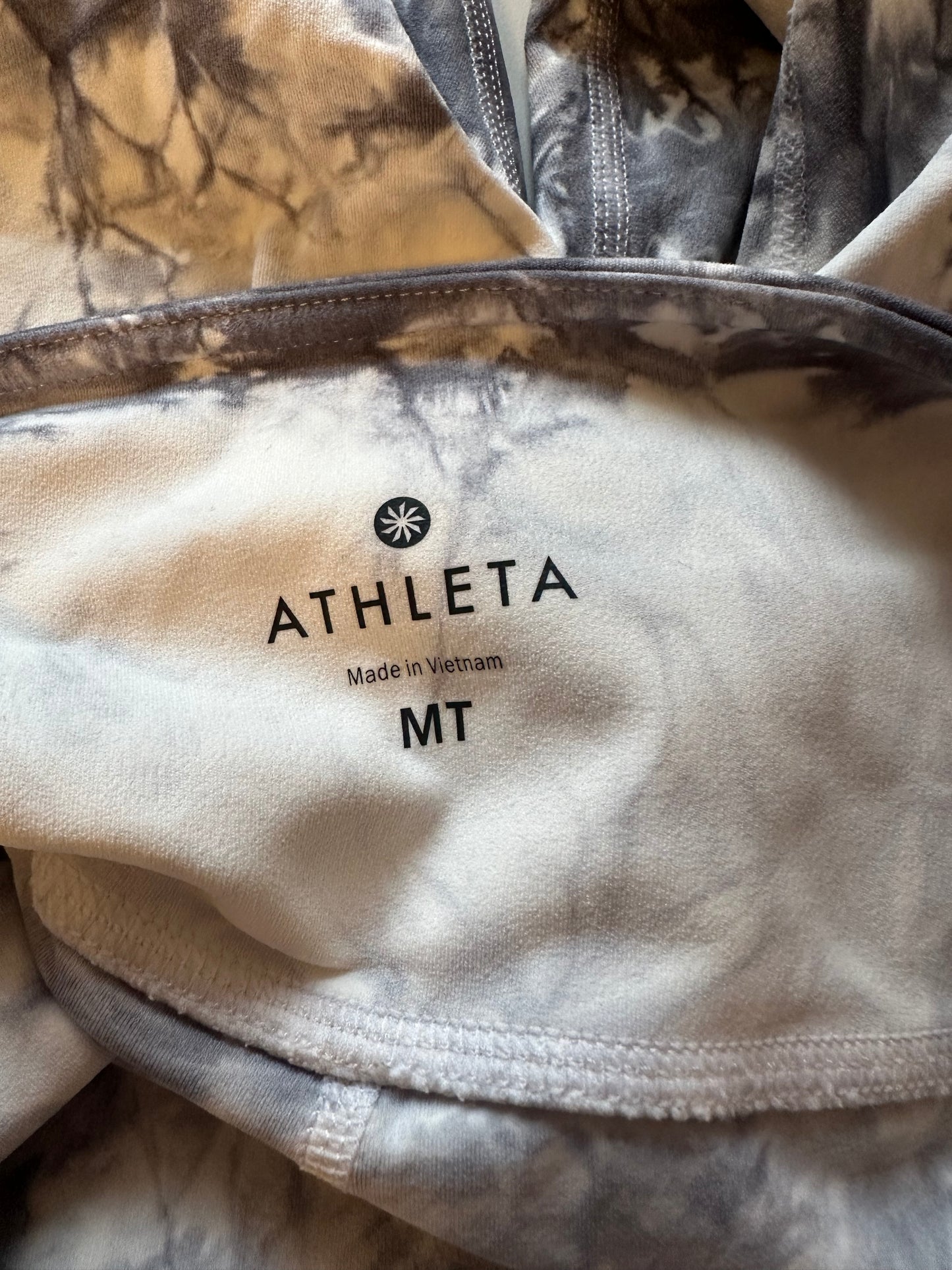 Athleta White and Gray Tie-Dye Leggings | Size Medium Tall