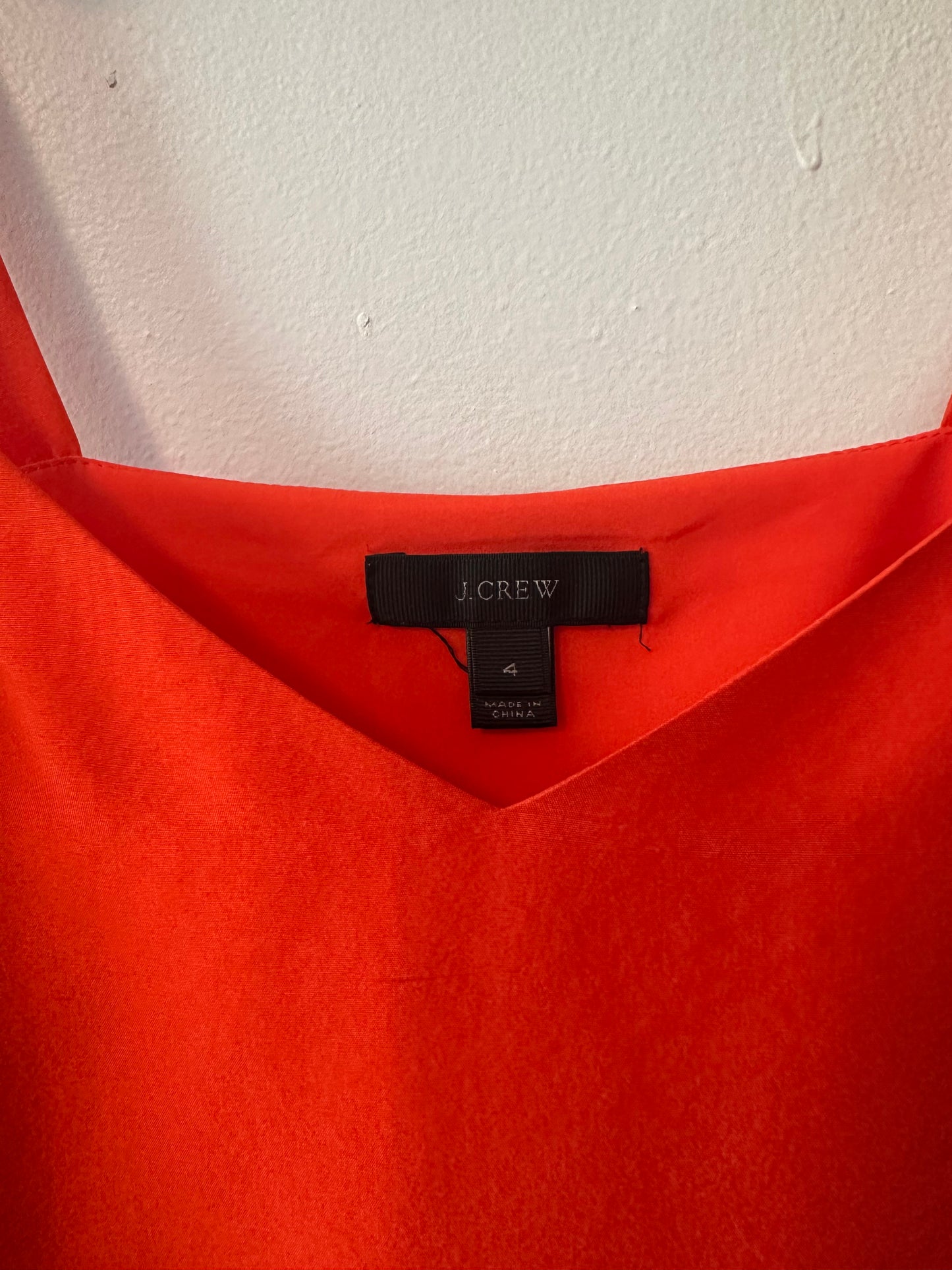 J. Crew Silk Tie Shoulder Peplum Tank Top in Orange | Size 4