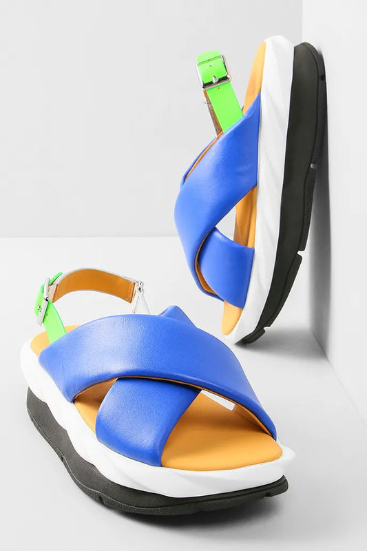 4CCCCEES Mellow Moa Platform Slingback Sandal in Blue | Size 39