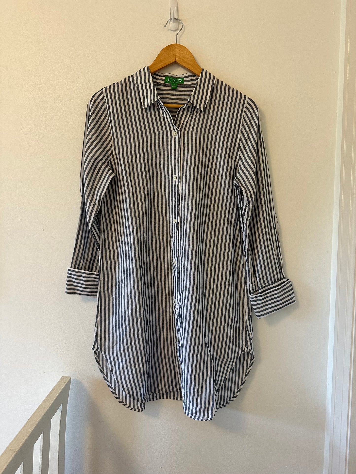 J. Crew Classic-fit Beach Shirt in Striped Linen-Cotton Blend - Size Small