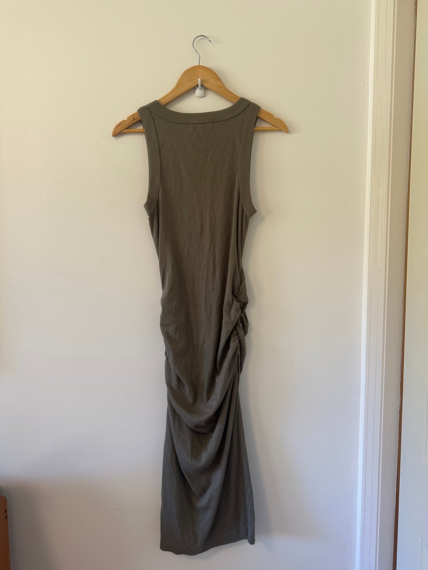 Michael Stars Wren Ribbed Midi Dress in Olive | Size Medium