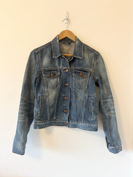 Gap Vintage Cotton Blue Distressed Denim Classic Jacket | Size Small