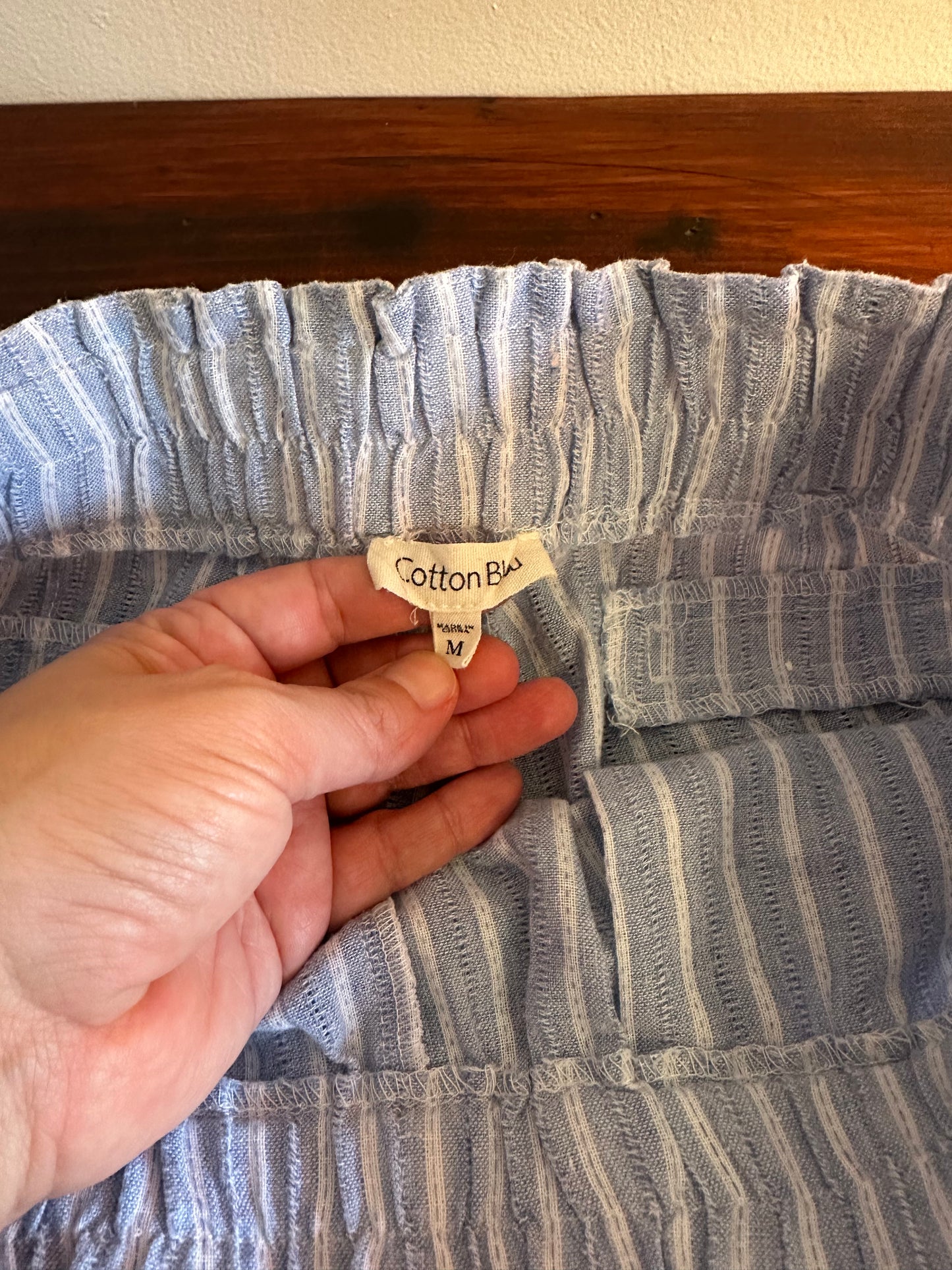 Cotton Bleu Striped Pants Size Medium