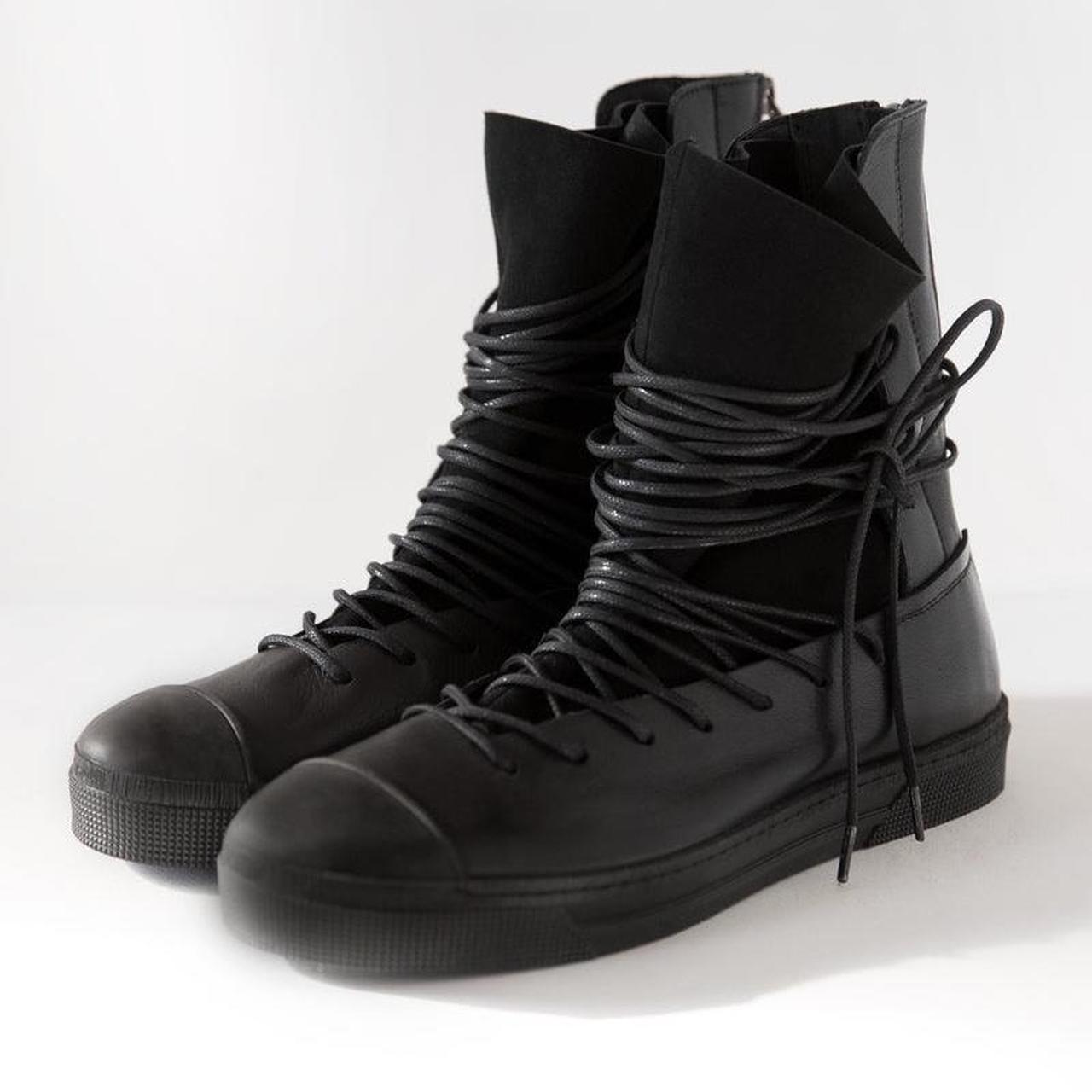 Marcella NYC - Alicia Black Lace-Up Women's Boots with Sneaker Sole and Zipper | Size 8
